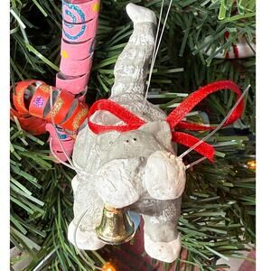 Cat Ornament Fancy Cat with Bow and Bell